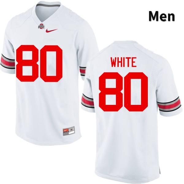 Ohio State Buckeyes Brendon White Men's #80 White Game Stitched College Football Jersey